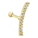 Piercing Hélix Cluster Cartilagem Orelha Aço Pvd Gold