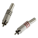 Ficha Conector Plug Rca Macho Metalico Color Cable X 4u Htec