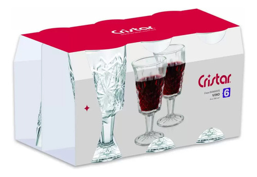 Copa Cristar De Vino Diamante Canastilla X 6 Unidades