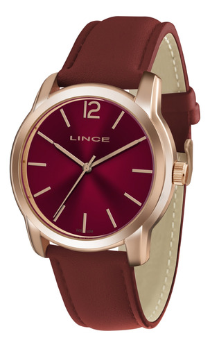 Relogio Lince Feminino Social Analógico Lrc4449l Rose Couro 