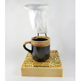 Mini Coador De Café Individual Em Madeira Decorada + Caneca