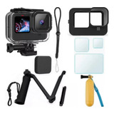 Kit P Gopro Hero 12 11 10 9 Black Película Capa Cx Estanque 