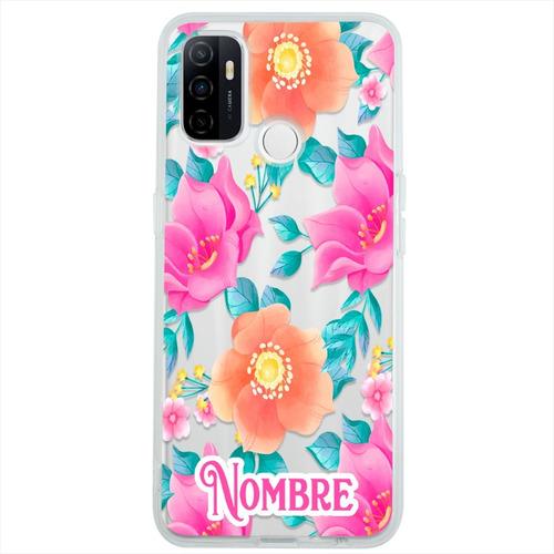 Funda Oppo Flores Rosas Personalizada Con Tu Nombre