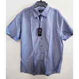 Amedeo Exclusive Solid Denim Blue Mens Short Sleeve Button