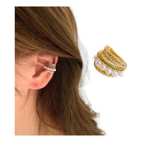 Aretes Mujer Ear Cuff Solitario Ear Cuff Líneas Verdes