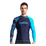 Traje De Baño Conjunto Manga Larga Surf Natación Buceo Azul