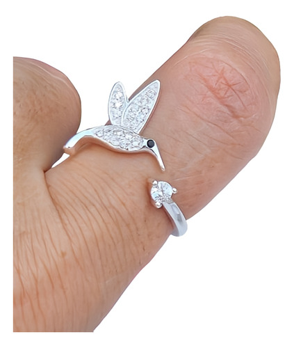 Anillo Colibri Piedras Cubic Regulable Plata 925 Micropave