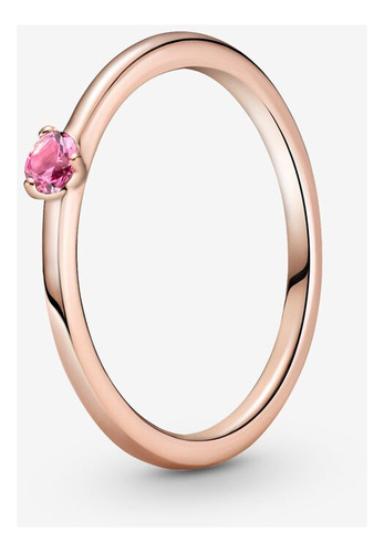 Anillo Pandora Solitario Rosa Recubrimiento Oro Rosa