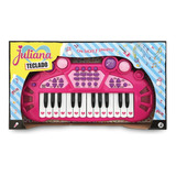 Piano Teclado Juliana De Juguete C/ Luces Ritmos Sonidos Color Rosa