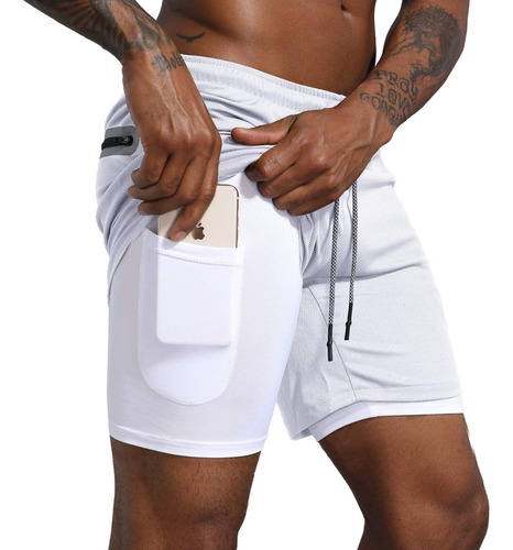 Gimnasio Short Con Licra Deportiva 2 En 1 Hombre Correr .