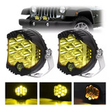 Par Faros Led Amarillo Potentes Redondo 50w Alta /baja 5 ''