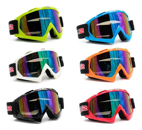 Gogles Gafa Off Road Techx2 Colores Mica Tornasol Polarizado Armazón Azul