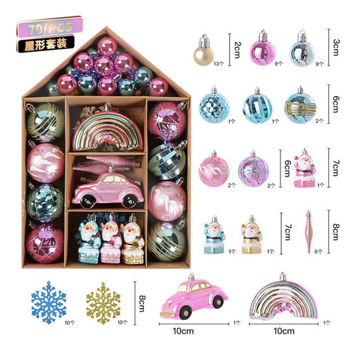 Bb Pack De 70 Esferas Navideñas Para Decoración Navideña