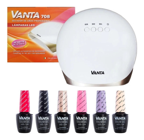 Kit Vanta Cabina 708 68w + 6 Esmaltes Semipermanentes 15ml