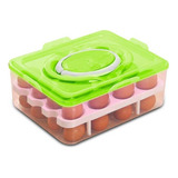 Caja De Huevos De Plástico De Doble Capa Con 32 Rejillas 