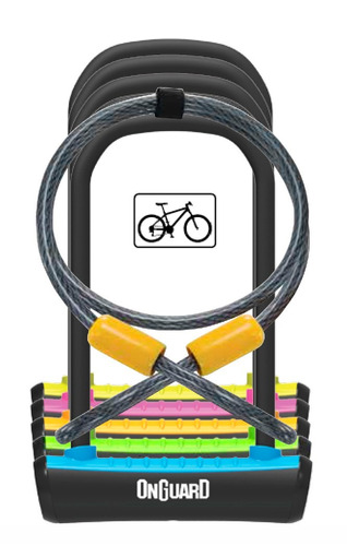 Candado Bicicleta + Guaya Onguard Neon 8154 U Lock Rosado