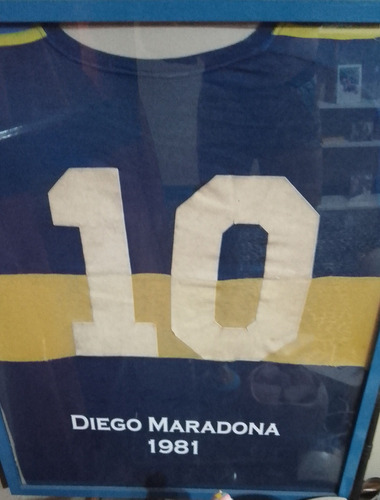 Camiseta Enmarcada Utilizada Por Maradona 1981.