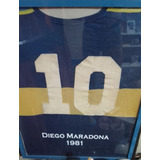 Camiseta Enmarcada Utilizada Por Maradona 1981.