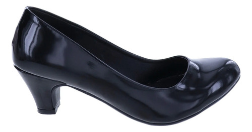 Zapatilla Tacón Bajo Punta Redonda Charol Moda Erez