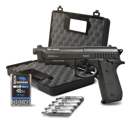 Pistola Full Metal Pt92 Airgun Co2 4,5mm Kit Completo Com Nf