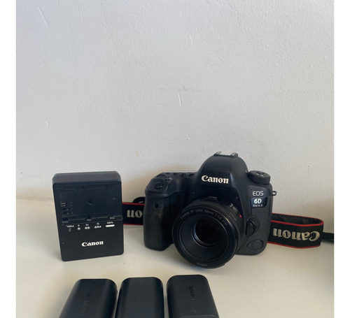  Canon Eos 6d Mark Ii + Lente Canon 50mm 1.8 + 3 Baterias