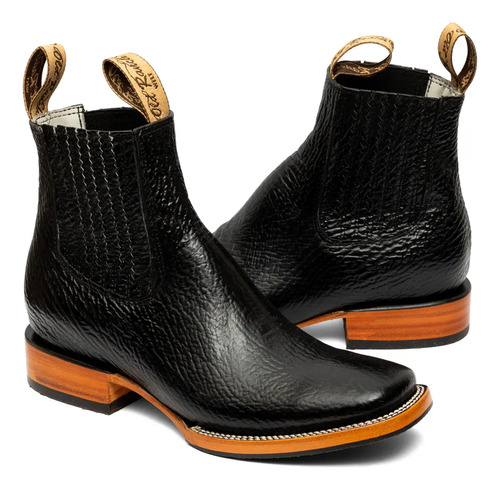 Botin Charro 100% Piel Tiburon Bulldog Vaquero Suela Doble V | Envío gratis