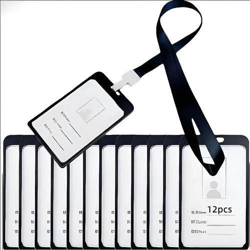 12 Piezas Porta Gafete Credencial Lanyard Aluminio Durable