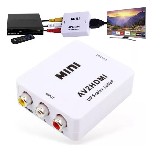 Mini Adaptador Rca Av Conversor P/ Hdmi 1080p Av2hdmi