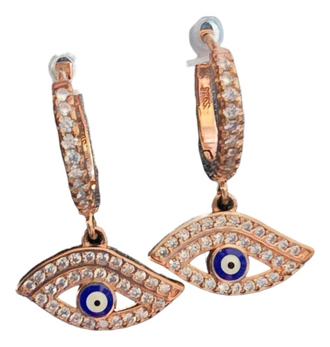 Aros Argollitas Ojo Protector Plata 925  Cubano X Par