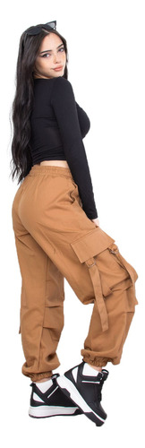 Pantalon Parachute Cargo Mujer Jogger Oversize Amplio Gabard