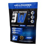 Whey Protein 3w 2kg Hellpharma - Rende 40 Doses - Sabores Sabor Morango