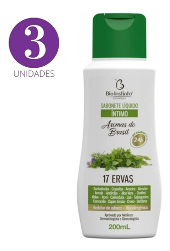  Sabonete Íntimo 17 Ervas 200ml Aromas Do Brasil