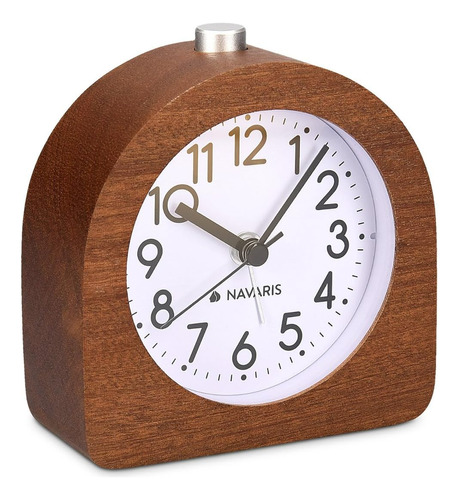 Navaris Reloj Despertador Analógico De Madera - Reloj Semici