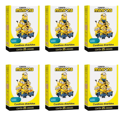 Curativos Minions 25 Un Formatos Diversos Kit C/6 Un