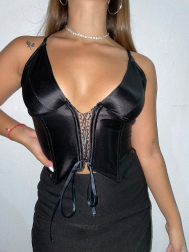 Corset Bustier Top Lenceria Microtul Puntilla Varios Modelos