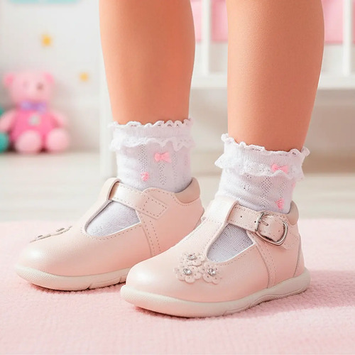 Zapatos Bebé Niña Bautizo Beige Casual Arco Ortopédico 313-n