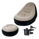 Sillón Inflable Impermeable Y Reposapiés + Bomba Eléctrica