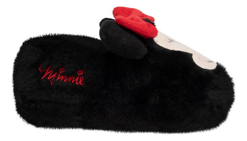 Pantufla Confort De Peluche Niña Minnie Mouse Negro Mina