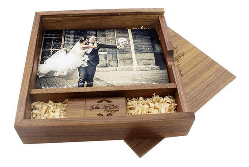 Memoria Usb 32gb Personalizada Con Caja De Madera Fotografia