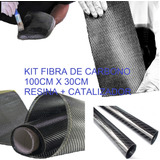 Kit Fibra De Carbono Real 100cm X 30cm Twill 3k Omova Resina