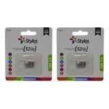 Stylos Memoria Usb 2.0 Metalica Mini Resistente 32gb 2piezas