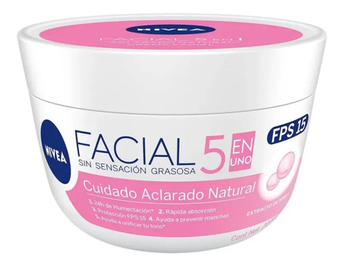 Crema Facial Nivea 5 En 1 Cuidado Aclarado Natural 200 Ml