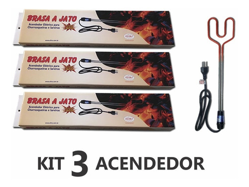 Acendedor Elétrico De Churrasqueira Kit Com 3 Und Promoção