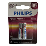 Pila Aaa Philips Power Alcaline 1.5v +118% Blister X2