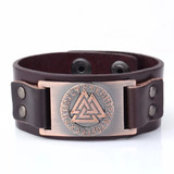 Pulsera Cuero Vikingo Simbolo Valknut Hombre Moda  2019