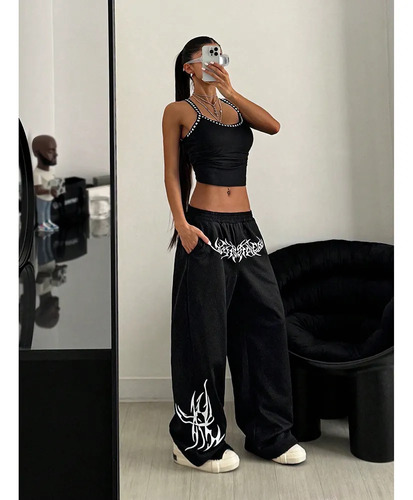 Pantalones Deportivos Mujer Cordón Hip Hop Holgados