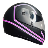 Casco Integral Negro Mate Linea Rosa Dama, Stk