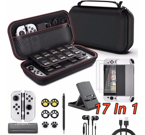 Estojo Kit De 17 Acessórios Para Nintendo Switch Oled Case.