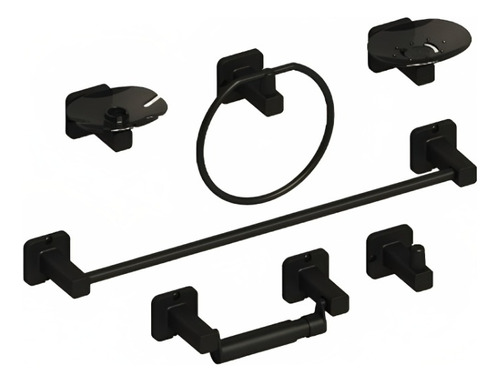 Juego De Accesorios Para Baño Aquablue® Tayrona X 6 Negro