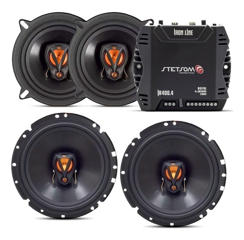 Kit 4 Auto Falante Jbl 5 E 6 200w Rms + Módulo Stetsom Ir400